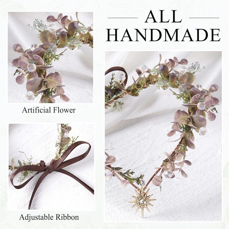 MOSTORY Woodland Flower Fairy Crown - Forest Elf Crown Circlet for Renaissance Accessories Women Fairycore Renfaire Cosplay - Image 5